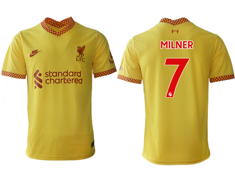 Men 2021-2022 Club Liverpool Second away aaa version yellow #7 Soccer Jersey->liverpool jersey->Soccer Club Jersey